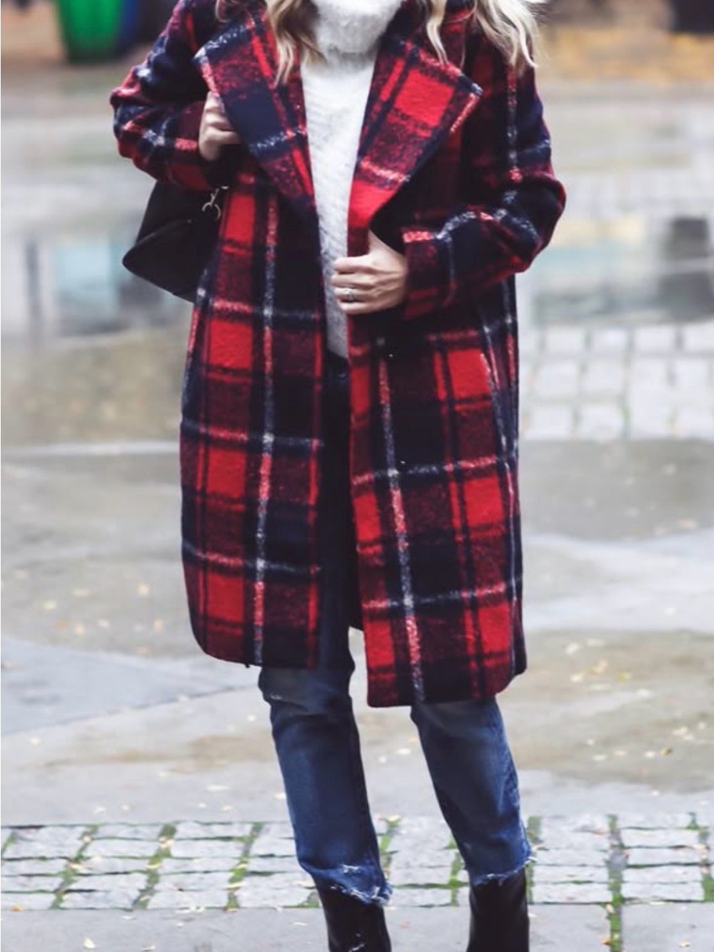 Cupcakes and Cashmere Plaid Red and Black Long Coat
